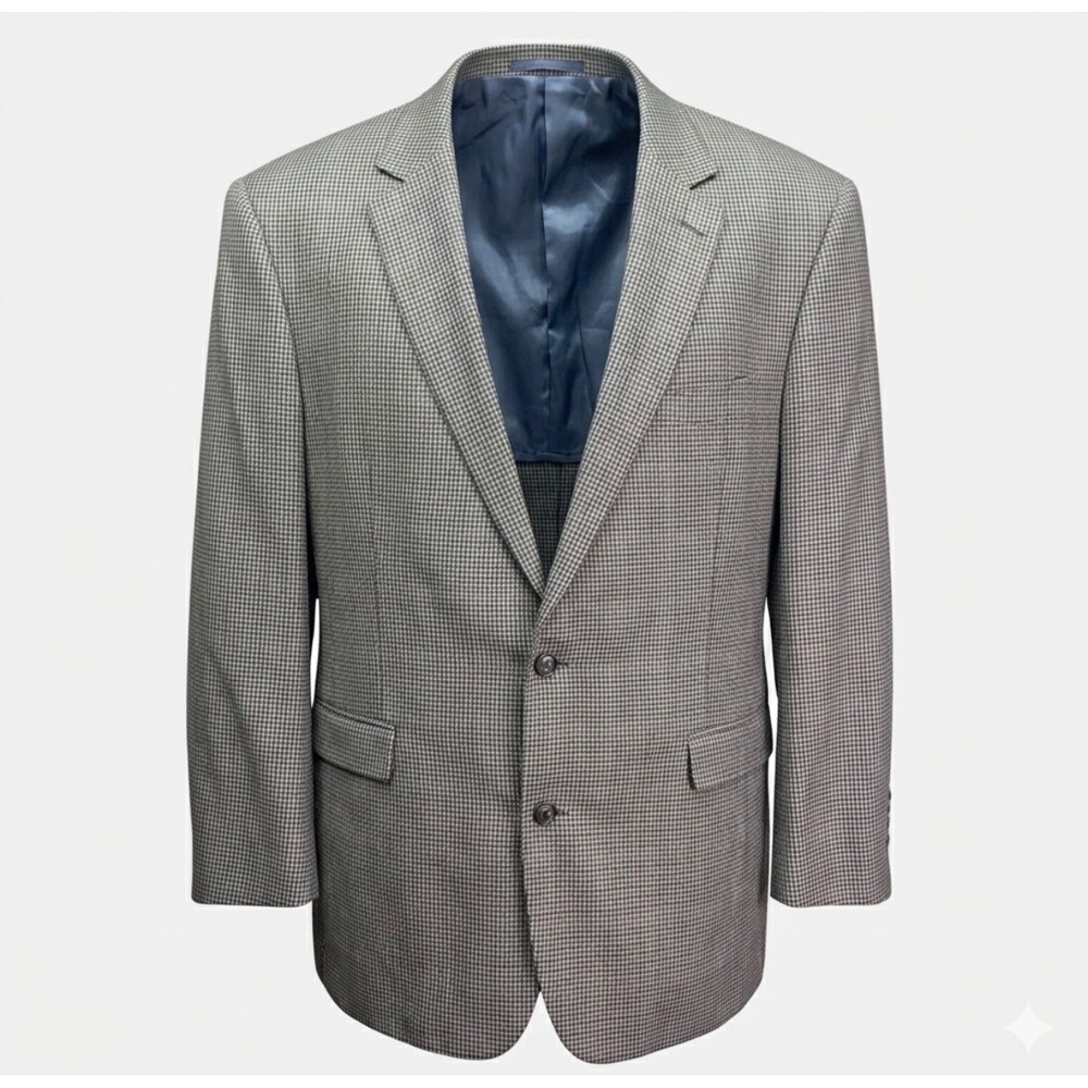 Oak Hill Sport Coat Mens 2XLT 50/52L Blue Brown Houndstooth Blazer Jacket